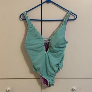 BECCA Women's One Piece Swimsuit in Green and Purple